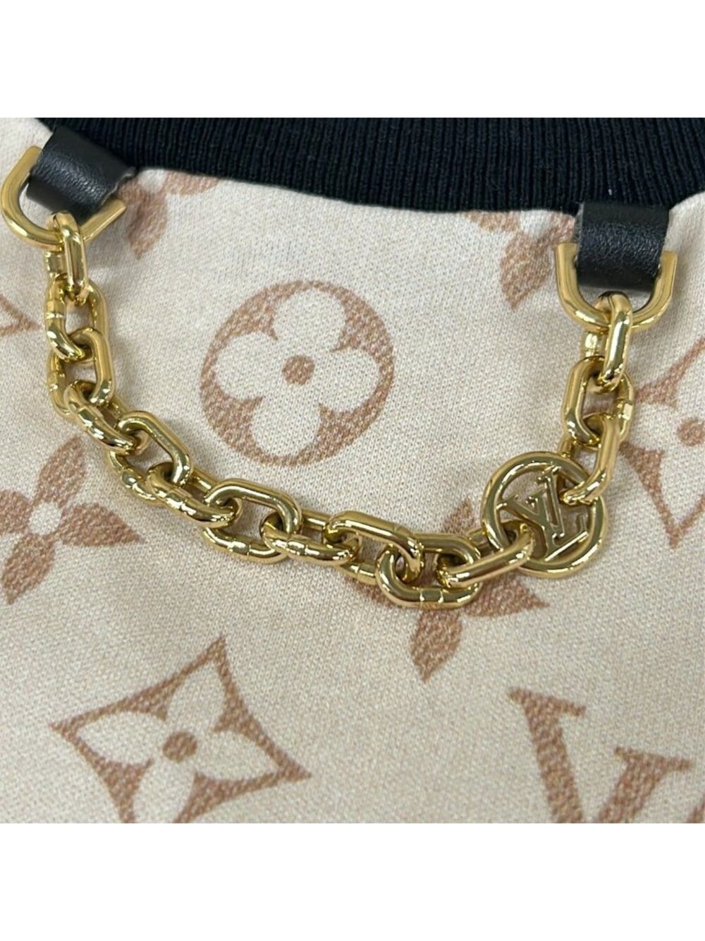 ★SOLD★ Louis Vuitton Short Sleeve T-Shirt L Beige Light Brown Black Crew Neck - Picture 9 of 9